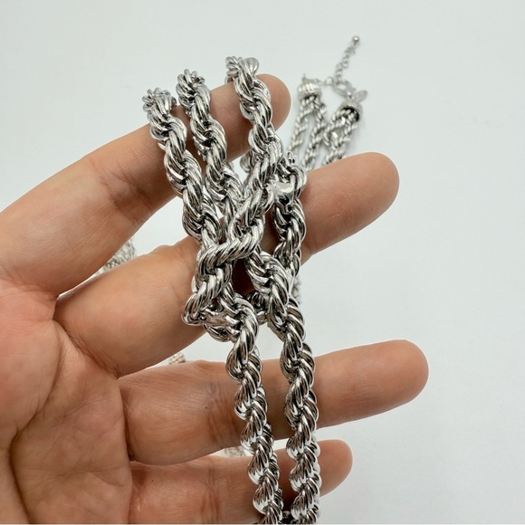Traci Lynn Chain Long Silver Tone Heavy Chain Necklace Glass/crystal Pendant - Picture 7 of 9
